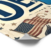 アメリカ伝統様式の愛国的なフォークアート デモクラット党 投票 ポスター (角)