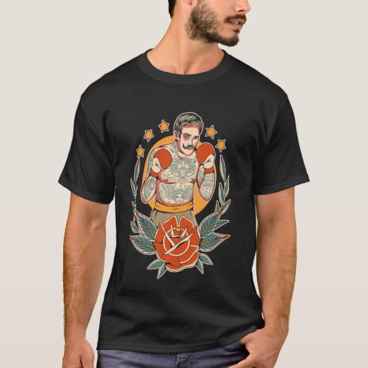 アメリカ伝統的のタトゥーボクサーFlash Edge Boxin Tシャツ (正面)