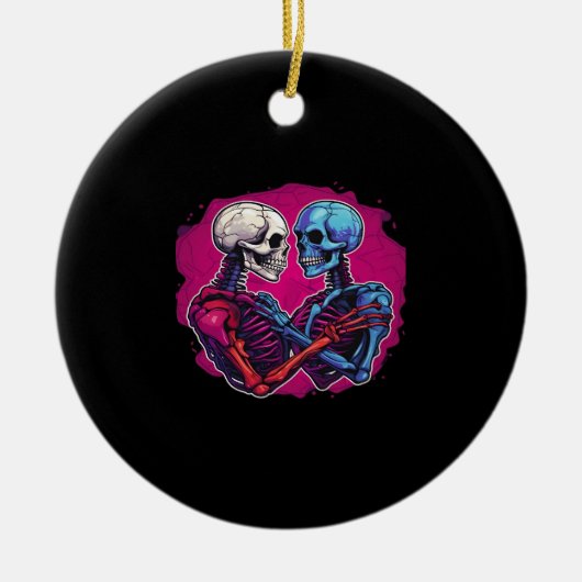 アメリカ伝統的スケルトン手タトゥー セラミックオーナメント (正面)