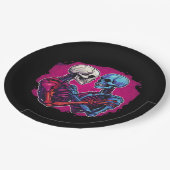 アメリカ伝統的スケルトン手タトゥー ペーパープレート (アングル)