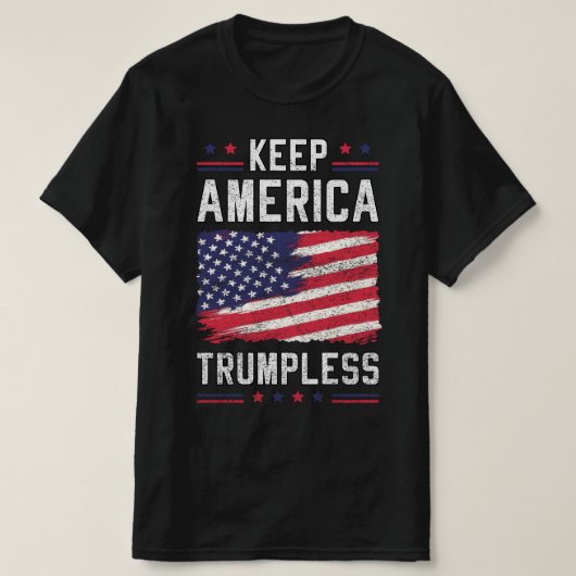 アメリカ保トランプレス政治米国国旗7月4日 Tシャツ (デザイン正面)