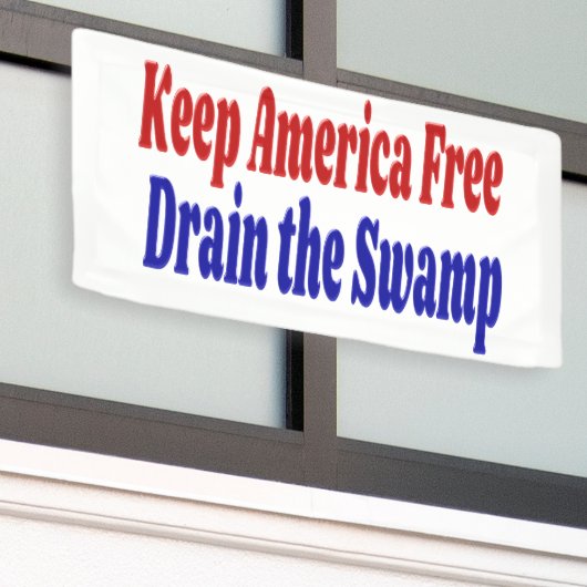 アメリカ保フリー湿地の赤い青を排水 横断幕 (ビルの外側)