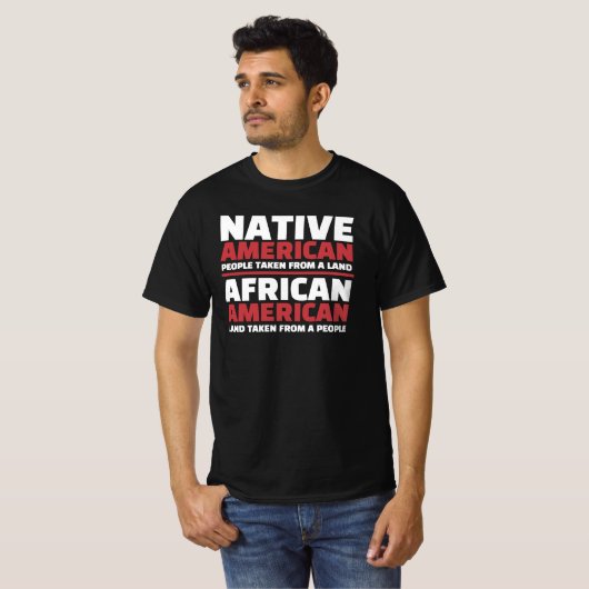 アメリカ先住民とアフリカ系米国人 Tシャツ (正面フル)
