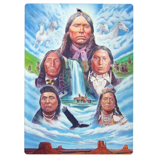アメリカ先住民の有名なインディアンの長絵画長 クリップボード (裏面)