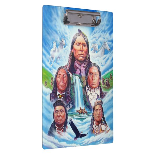 アメリカ先住民の有名なインディアンの長絵画長 クリップボード (右)