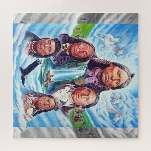 アメリカ先住民の有名なインディアンの長絵画長 ジグソーパズル (横)