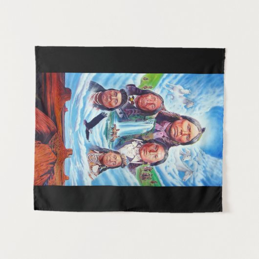 アメリカ先住民の有名なインディアンの長絵画長 タペストリー (正面(横))