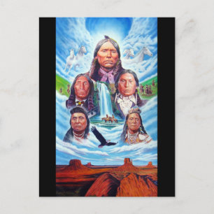 アメリカ先住民の有名なインディアンの長絵画長 ポストカード