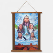 アメリカ先住民の有名なインディアンの長絵画長 吊り下げ型タペストリー (正面)