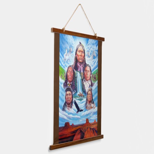 アメリカ先住民の有名なインディアンの長絵画長 吊り下げ型タペストリー (傾斜あり)