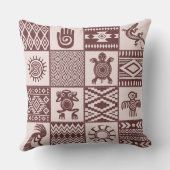 アメリカ先住民の民族記号ブラウンパターン クッション (裏面)