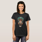 アメリカ先住民インディアンスクーファザーヘアドレス Tシャツ (正面フル)