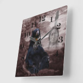 アメリカ先住民インディアンブラックベア スクエア壁時計 (傾斜)