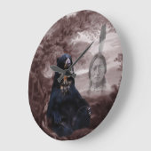 アメリカ先住民インディアンブラックベア ラージ壁時計 (傾斜)