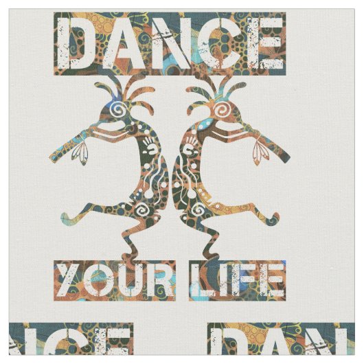 アメリカ先住民ココペリ – あなたの人生を踊る1 ファブリック (クローズアップ)
