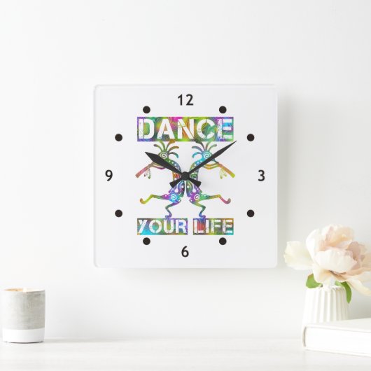 アメリカ先住民ココペリ – あなたの人生を踊る2 スクエア壁時計 (ホーム)