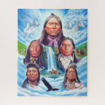 アメリカ先住民絵画の有名なインディアン長 ジグソーパズル<br><div class="desc">有名なアメリカ先住民インディアン長絵画の16インチx 20インチ、520個ジグソーパズル。サー絵画ダー・ヒズリによる。</div>