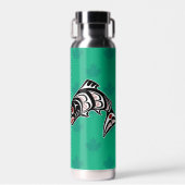 アメリカ先住民 ヘイダ族 伝統芸術 サーモン 赤 黒 白 ウォーターボトル (正面)