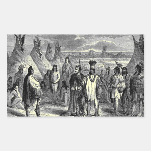 アメリカ先住民 長方形シール (正面)