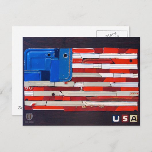 アメリカ免許プレート芸術国旗 ポストカード (正面/裏面)