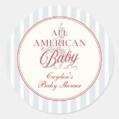 アメリカ全土で愛される赤ちゃん 独立記念日のベビーシャワー ラウンドシール (正面)