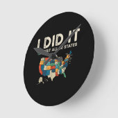 アメリカ全州を制覇 - USA地図トラベル Visit ラウンド壁時計 (傾斜)