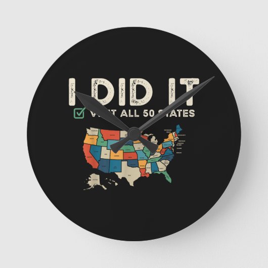 アメリカ全州を制覇 - USA地図トラベル Visit ラウンド壁時計 (正面)