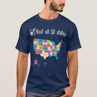 アメリカ全州制覇ギフト アメリカの50州を旅するバケットリスト Tシャツ
