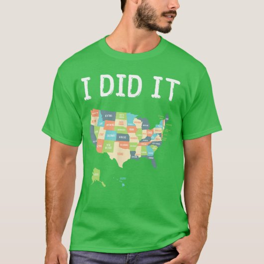 アメリカ全州制覇ギフト アメリカ地図 友達へのプレゼント Tシャツ (正面)