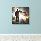 アメリカ兵州旗統一されたを掲げる キャンバスプリント (インサイチュ (ウッドフロア))