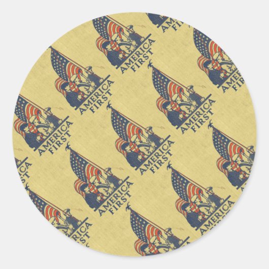 アメリカ初の愛国的なアメリカ国旗のヴィンテージ ラウンドシール (正面)