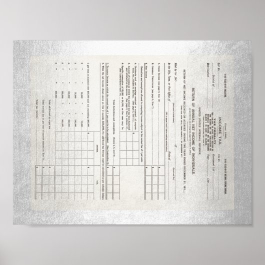 アメリカ初の所得税型枠1040 ポスター (正面)