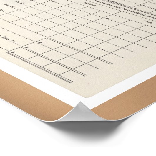 アメリカ初の所得税型枠1040 ポスター (角)