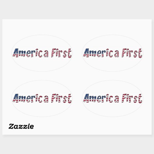 アメリカ初アメリカ国旗タイポグラフィ愛国心 楕円形シール (シート)