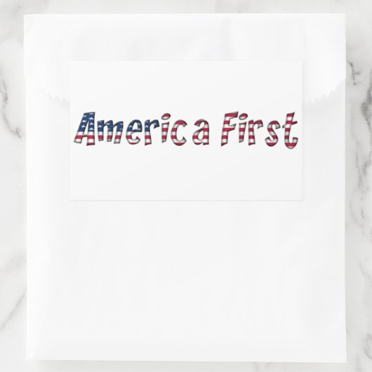 アメリカ初アメリカ国旗タイポグラフィ愛国心 長方形シール (バッグ)