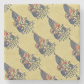 アメリカ初アメリカ国旗パトリオッツヴィンテージ文字 ストーンコースター (正面)