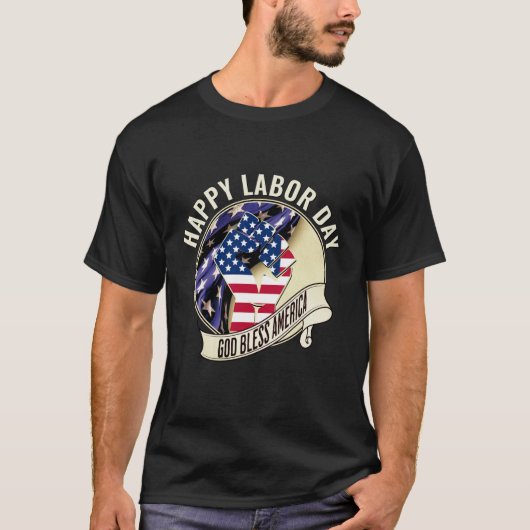 アメリカ労働日の神の祝福 Tシャツ (正面)