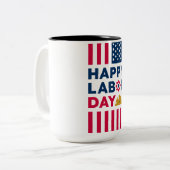 アメリカ労働者の日おめでとう ツートーンマグカップ (正面左)