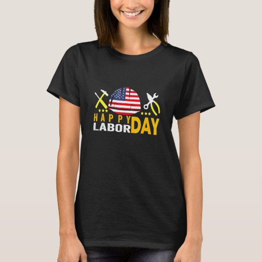 アメリカ労働者の日おめでとう ハット Tシャツ (正面)