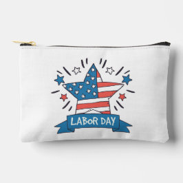アメリカ労働者の日 クリエイティブイラストデザイン アクセサリーポーチ