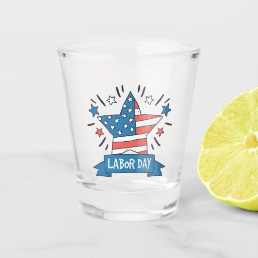 アメリカ労働者の日 クリエイティブイラストデザイン ショットグラス (正面)