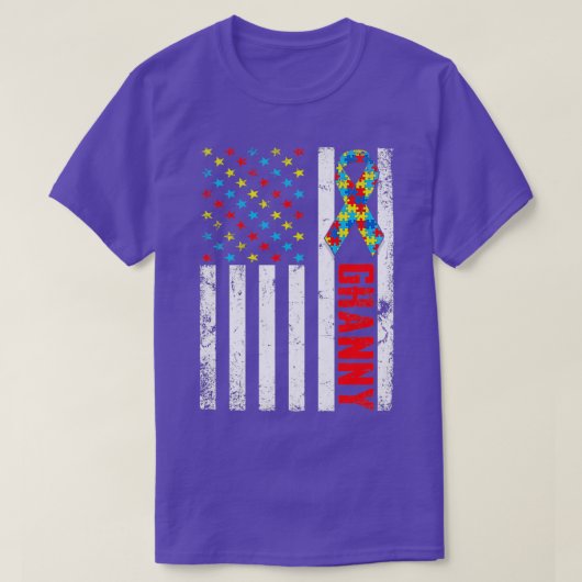 アメリカ動揺して国旗おばあちゃん自閉症意識F Tシャツ (デザイン正面)
