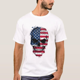 アメリカ動揺して国旗のスカル Tシャツ