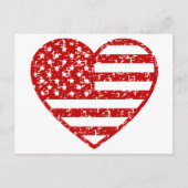 アメリカ動揺して国旗のハート ポストカード (正面)
