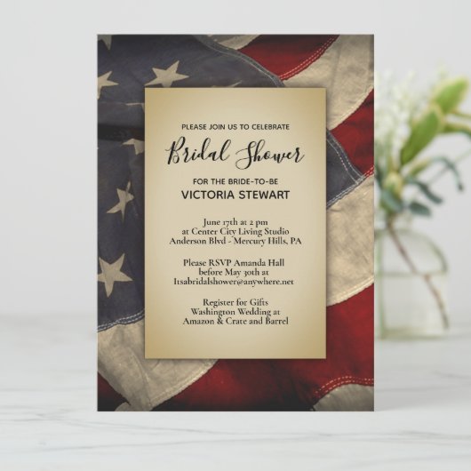 アメリカ動揺して国旗のブライダルシャワーの招待状 招待状 (スタンド正面)