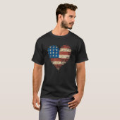 アメリカ動揺して国旗のレンガの壁 Tシャツ (正面フル)