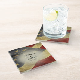 アメリカ動揺して国旗の名前と日付 ガラスコースター