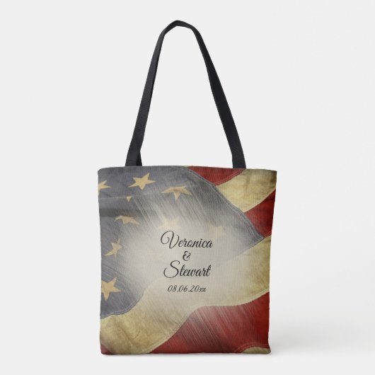 アメリカ動揺して国旗の名前と日付 トートバッグ (裏面)