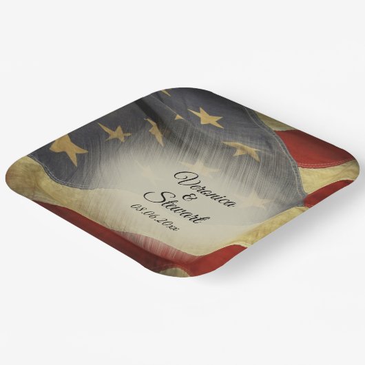 アメリカ動揺して国旗の名前と日付 ペーパープレート (傾斜あり)