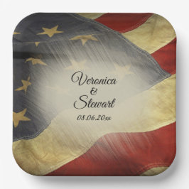 アメリカ動揺して国旗の名前と日付 ペーパープレート